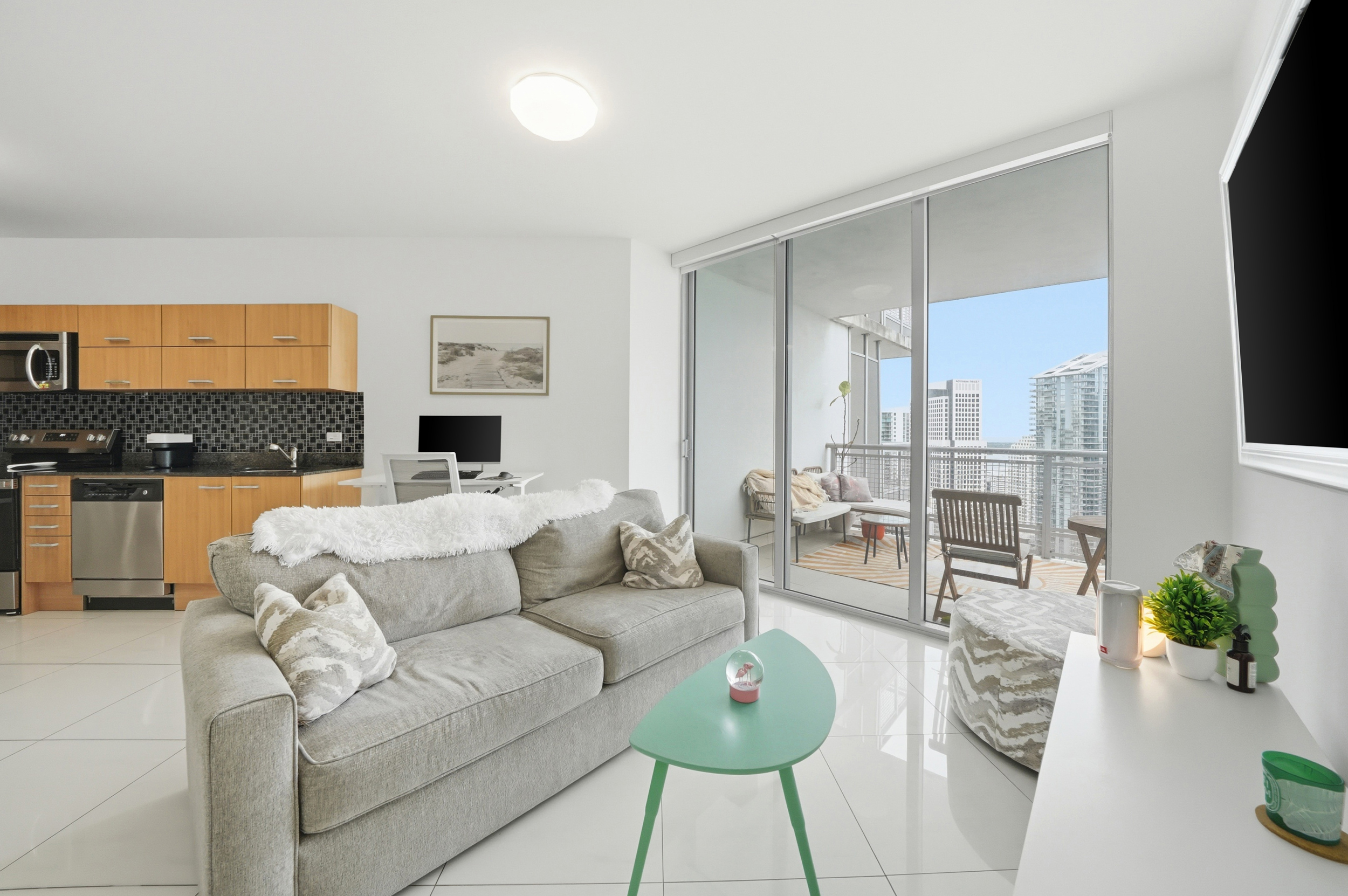 Living room at 350 S Miami Ave Apt 3912 — open concept layout